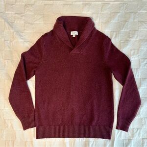 Men's Cowl V-Neck Sweater in Deep Burgundy